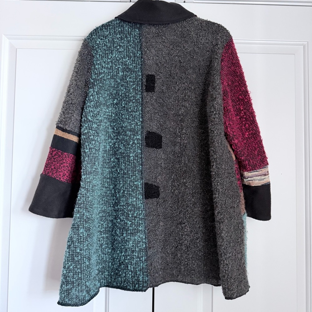 Ali Miles Multicolor Patchwork Cardigan Size Xl - image 3